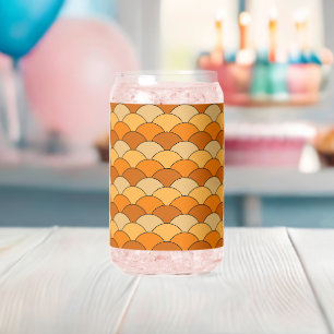 Drakenschubben, waaier, golven, Seigaiha, oranje Blikvorm Glas
