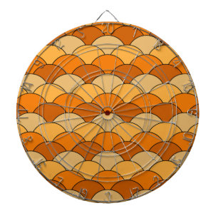Drakenschubben, waaier, golven, Seigaiha, oranje Dartbord