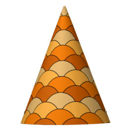 Drakenschubben, waaier, golven, Seigaiha, oranje Feesthoedjes