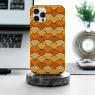 Drakenschubben, waaier, golven, Seigaiha, oranje iPhone 15 Pro Max Case