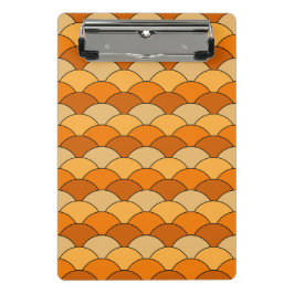 Drakenschubben, waaier, golven, Seigaiha, oranje Mini Klembord