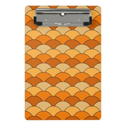 Drakenschubben, waaier, golven, Seigaiha, oranje Mini Klembord (Voorkant)