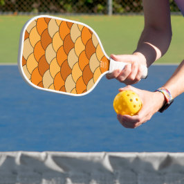 Drakenschubben, waaier, golven, Seigaiha, oranje Pickleball Paddle