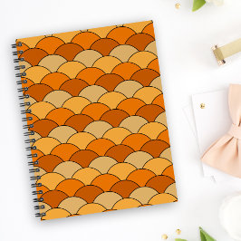 Drakenschubben, waaier, golven, Seigaiha, oranje Planner