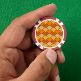 Drakenschubben, waaier, golven, Seigaiha, oranje Poker Chips