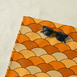 Drakenschubben, waaier, golven, Seigaiha, oranje Strandlaken