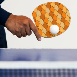 Drakenschubben, waaier, golven, Seigaiha, oranje Tafeltennisbatje