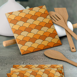 Drakenschubben, waaier, golven, Seigaiha, oranje Tegeltje