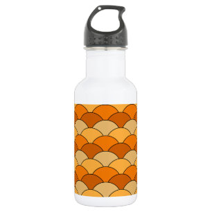 Drakenschubben, waaier, golven, Seigaiha, oranje Waterfles