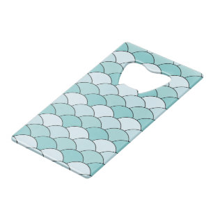 Drakenschubben, Waaiers, Golven, Seigaiha, Blauw Creditkaart Flessenopener