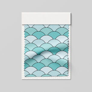 Drakenschubben, Waaiers, Golven, Seigaiha, Blauw Stof