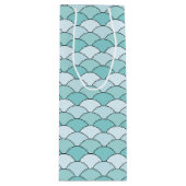 Drakenschubben, Waaiers, Golven, Seigaiha, Blauw Wijn Cadeautas (Voorkant)