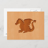 Drakensilhouet gegraveerd op houtwaren briefkaart (Voorkant / Achterkant)