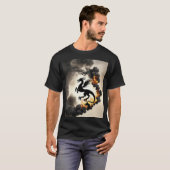 Drakensilhouet met dynamisch rook T-shirt (Voorkant volledig)