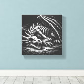 Drakenskelet — door BurnsInHell Canvas Afdruk (Insitu (Houten vloer))