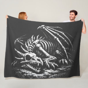 Drakenskelet — door BurnsInHell Fleece Deken