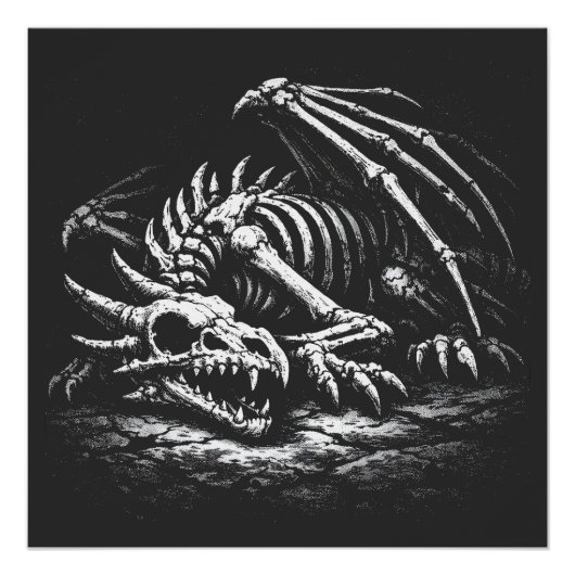 Drakenskelet — door BurnsInHell Perfect Poster (Voorkant)