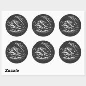 Drakenskelet — door BurnsInHell Ronde Sticker (Vel)