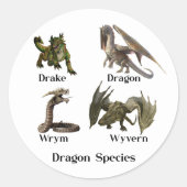 Drakensoorten Soort Wrym Wyvern Drake Ronde Sticker (Voorkant)