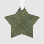 Drakenster - Afbeelding met ingegraveerd groen led Ornament (achterkant)