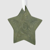 Drakenster - Afbeelding met ingegraveerd groen led Ornament (voorkant)
