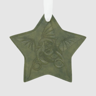 Drakenster - Afbeelding met ingegraveerd groen led Ornament