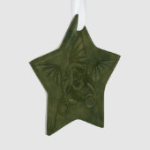 Drakenster - Afbeelding met ingegraveerd groen led Ornament (voorkant)