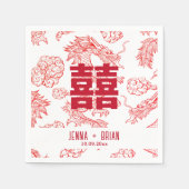 Drakenstijl Dubbel gelukssymbool Witte Stijl Servet (Voorkant)