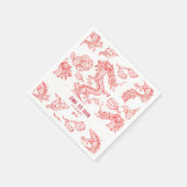 Drakenstijl Dubbel gelukssymbool Witte Stijl Servet (Hoek)