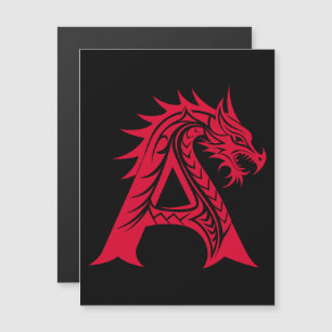 Drakenstijl Letter A, Drakalphabet, Monogram Magnetische Uitnodiging