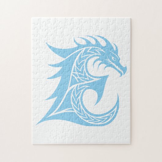 Drakenstijl Letter E, Draken Alfabet, Monogram Legpuzzel (Verticaal)