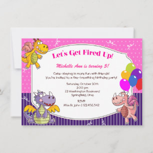 Drakenthema voor de verjaardag van het meisje kaart