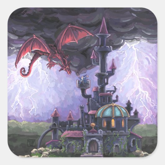 Drakentoren Vierkante Sticker (Voorkant)