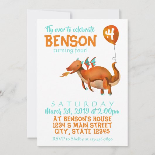 Drakenverjaardag Kaart (Voorkant)