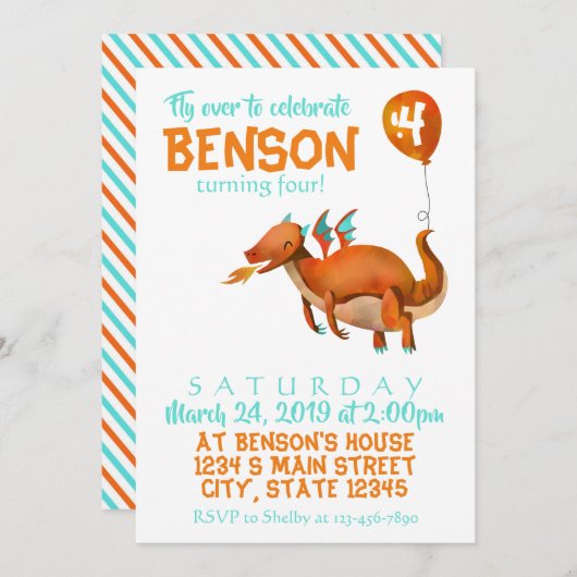 Drakenverjaardag Kaart (Voorkant / Achterkant)