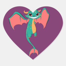 Drakenvleugels, Cute Cartoon Hart Sticker