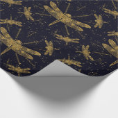 Drakenvlieg donker sierpatroon cadeaupapier (Hoek)