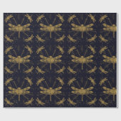 Drakenvlieg donker sierpatroon cadeaupapier (Vlak)