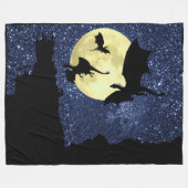 Drakenvliegen, Midnight sky cliff kasteel, volle m Fleece Deken (Voorkant (Horizontaal))