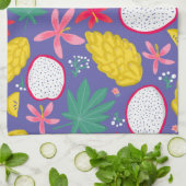 Drakenvrucht tropische bloei paarse keukenhanddoek (Gevouwen)