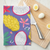 Drakenvrucht tropische bloei paarse keukenhanddoek (Quarter Fold)