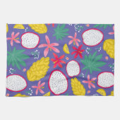 Drakenvrucht tropische bloei paarse keukenhanddoek (Horizontaal)
