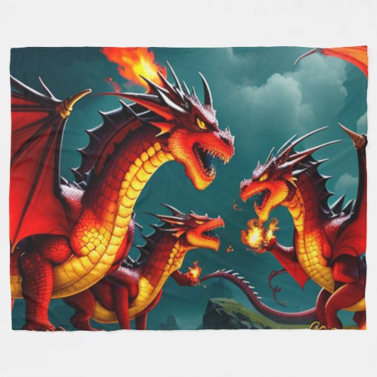 Drakenvuur Fleece Deken (Voorkant (Horizontaal))