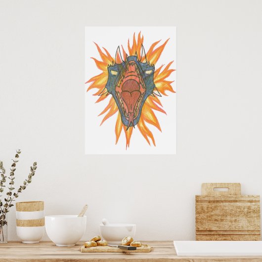 Drakenvuur Poster (Keuken)