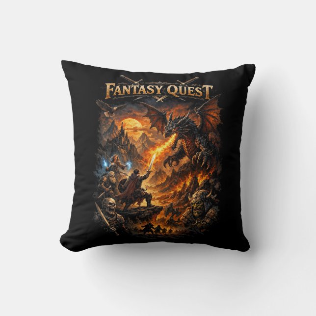 Drakenvuur Quest Kussen (Voorkant)