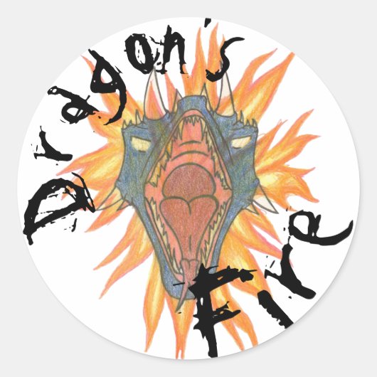 Drakenvuur Ronde Sticker (Voorkant)