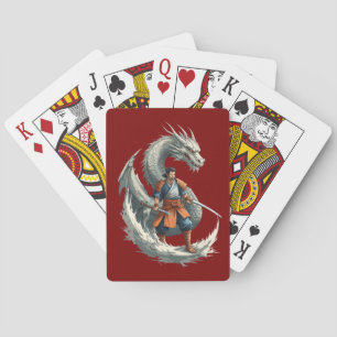Drakenwoede: De Samurai Ontwaakt / Vintage Kunst Pokerkaarten