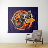Drakenwoede: De Samurai Ontwaakt / Vintage Kunst Wandkleed (In Situ (horizontaal))