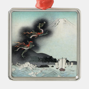 Drakenwoede Zeeslag om de Mount Fuji, Japan Metalen Ornament