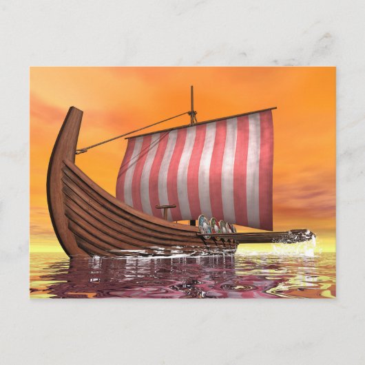 Drakkar- of wandelschip - 3D-weergave Briefkaart (Voorkant)